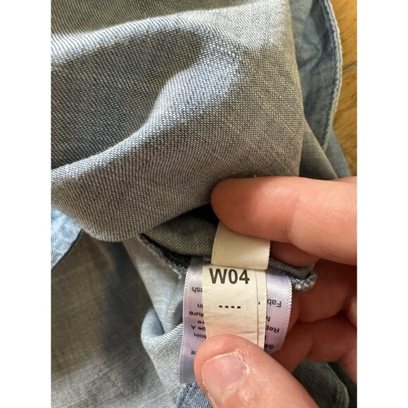 Talbots Button Front Skirt Women Sz 4 Petite Lightweight Blue Denim Cotton City - Picture 8 of 13